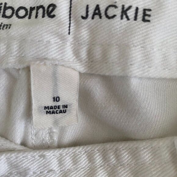 Liz Claiborne Denim Jackie Cotton Cuffed White Jeans Womens Size 10 - Picture 10 of 10